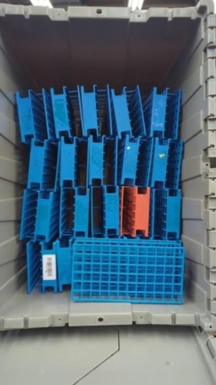 4 Totes of Vial Test Tube Racks