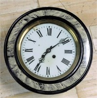 French Round Painted Wood Grain Wall Clock.