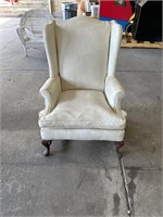 Leather wing back chair