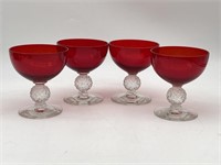 4 Morgantown Golfball 8i9Ruby Red Sherbet Glasses