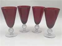 4 Morgantown Ruby Red Golf Ball Water Glasses 
6