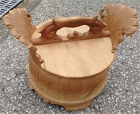 Hand Carved Wooden Bucket With Locking Lid Made