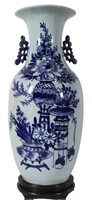 23.5 TALL ANTIQUE CHINESE BLUE AND WHITE VASE