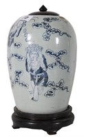CHINESE BLUE & CELADON PORCELAIN MELON JAR