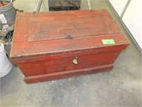 Vintage Wood Carpenter Tool Chest with Key