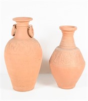 2 FIGURAL TERRACOTTA VASES / PLANTERS