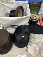 Vintage Stovepipe Hats with Collars