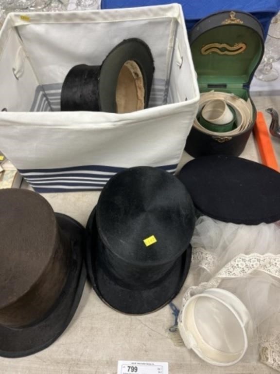 Vintage Stovepipe Hats with Collars