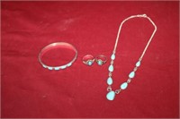 Sterling Silver Turquoise Set Necklace,