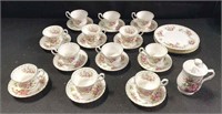 Box of 18 pieces of porcelain tea cups & saucers