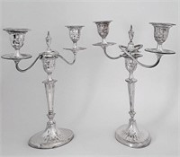 PAIR OF SILVERPLATED CANDELABRA