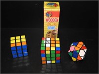 3 Rubiks Cubes Wood Blocks