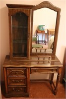 Vintage Wooden Vanity/Dressing Table w/ Mirror