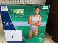 Mens Depends 92 ct s-m