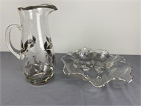 Silver Overlay Pitcher & Bowl