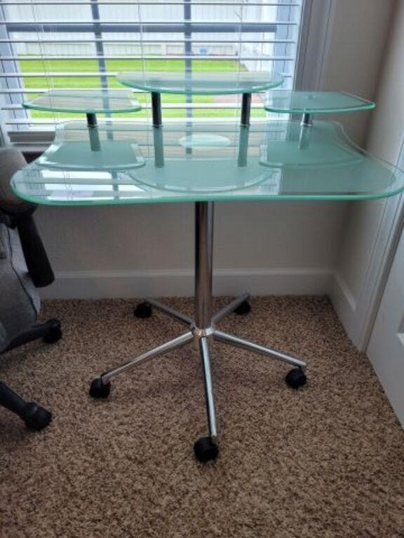 GLASS TOP COMPUTER DESK