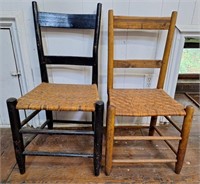 Wooden Chairs w/ Basket Weave Seats