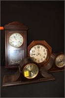 4pc Clocks; 2 wall clocks, 2 mantle clocks;
