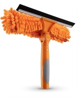 Window Squeegee and Microfiber Scrubber 2-in-1