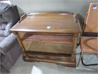 vintage vanity adapted to have shelves not drawers