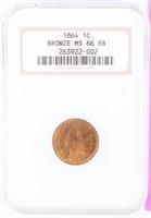 Coin 1864 Indian Cent Gem BU NGC MS66 RB