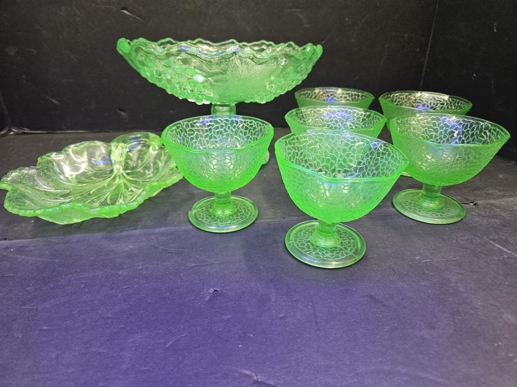 Uranium Glass Compote & Sherbert Dishes