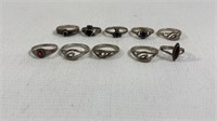 10 Vintage .925 Silver Ladies Rings