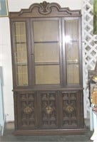 Vintage China Cabinet Scroll Top