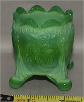 Vtg Boyd Green Slag Glass Old Sleepy Eye Toothpick