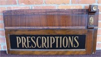 Antique Reverse Painted PRESCRIPTIONS Glass Sign