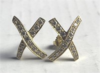 14k gold & diamond earrings, 3.7g