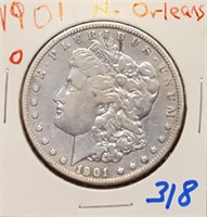 1901 O Morgan US silver dollar New Orleans FINE