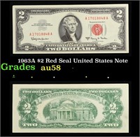 1963A $2 Red Seal United States Note Grades Choice
