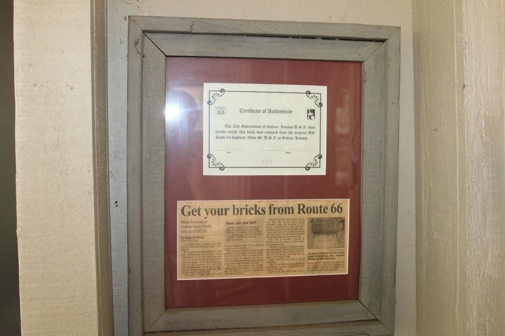 Route 66 Brick and Framed Article