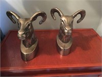 Two Brass Ram Bookends
