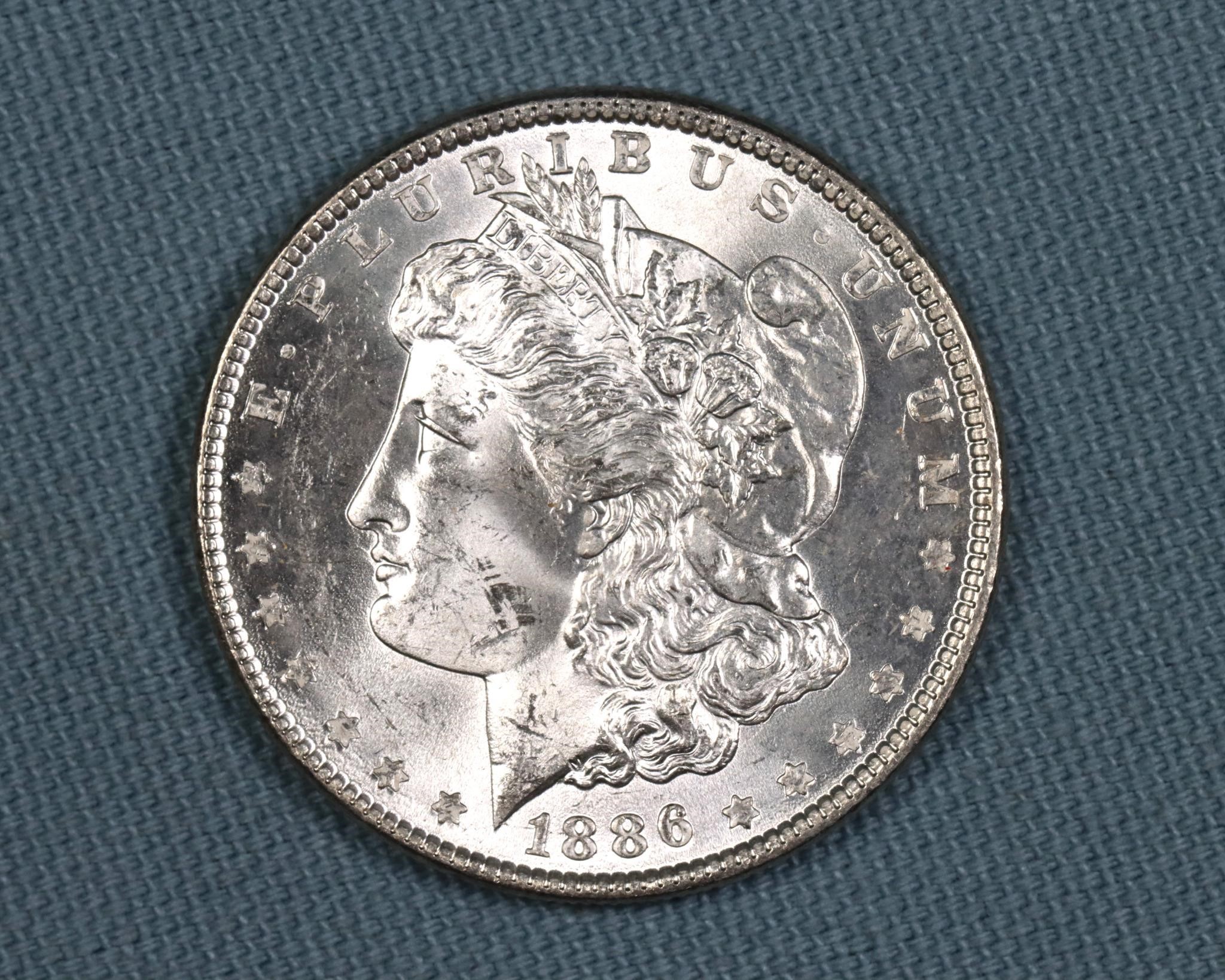 1886 Morgan Silver Dollar, AU/UNC