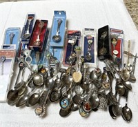 Large collection of collector spoons.