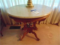 WALNUT VICTORIAN MARBLE TOP END TABLE