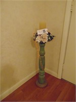 TALL WOOD POST CANDLE STAND