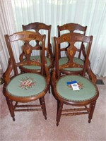 NEEDLE POINT WOODEN CHAIRS 4 X MONEY