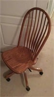Oak Highback Rolling Desk Chair