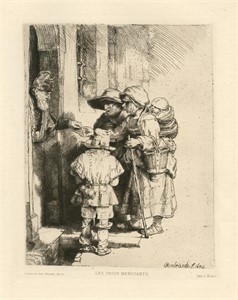 Rembrandt van Rijn (after) "Beggars Receiving Alms