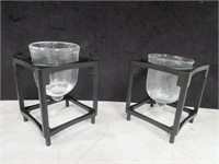 Glass Candle Holders with Iron Stands (lot of 25)