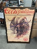 COORS' GOLDEN BREWERY WOOD SIGN, 24 X 36"