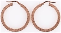 14K ROSE GOLD SPARKLY LADIES HOOP EARRINGS