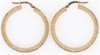 14K YELLOW GOLD SPARKLY LADIES HOOP EARRINGS