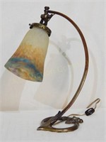 Art Nouveau Lamp w/Muller Fres Art Glass Shade