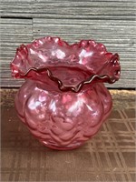 Fenton Cranberry Ruffled Vase 5”