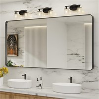 LOAAO 72X36in Black Metal Framed Bathroom Mirror