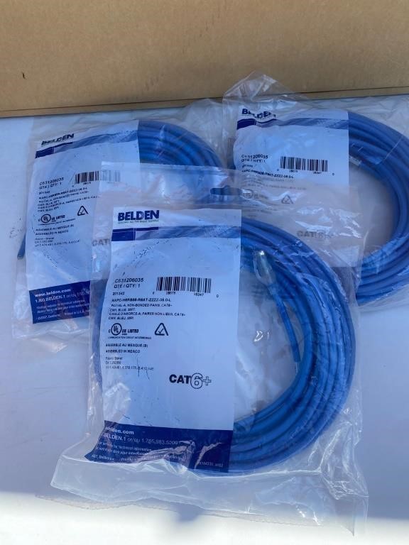 Lot of 3 Belden CAT6+ UTP CMR PIGTAILS 35FT